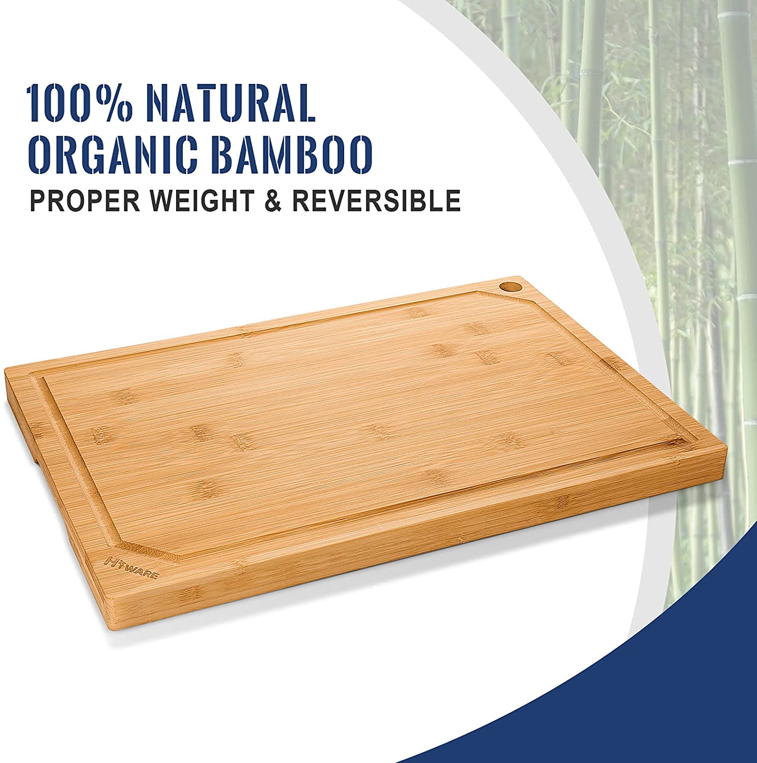 Hiware 4-Piece Bamboo Cutting Boards for Kitchen