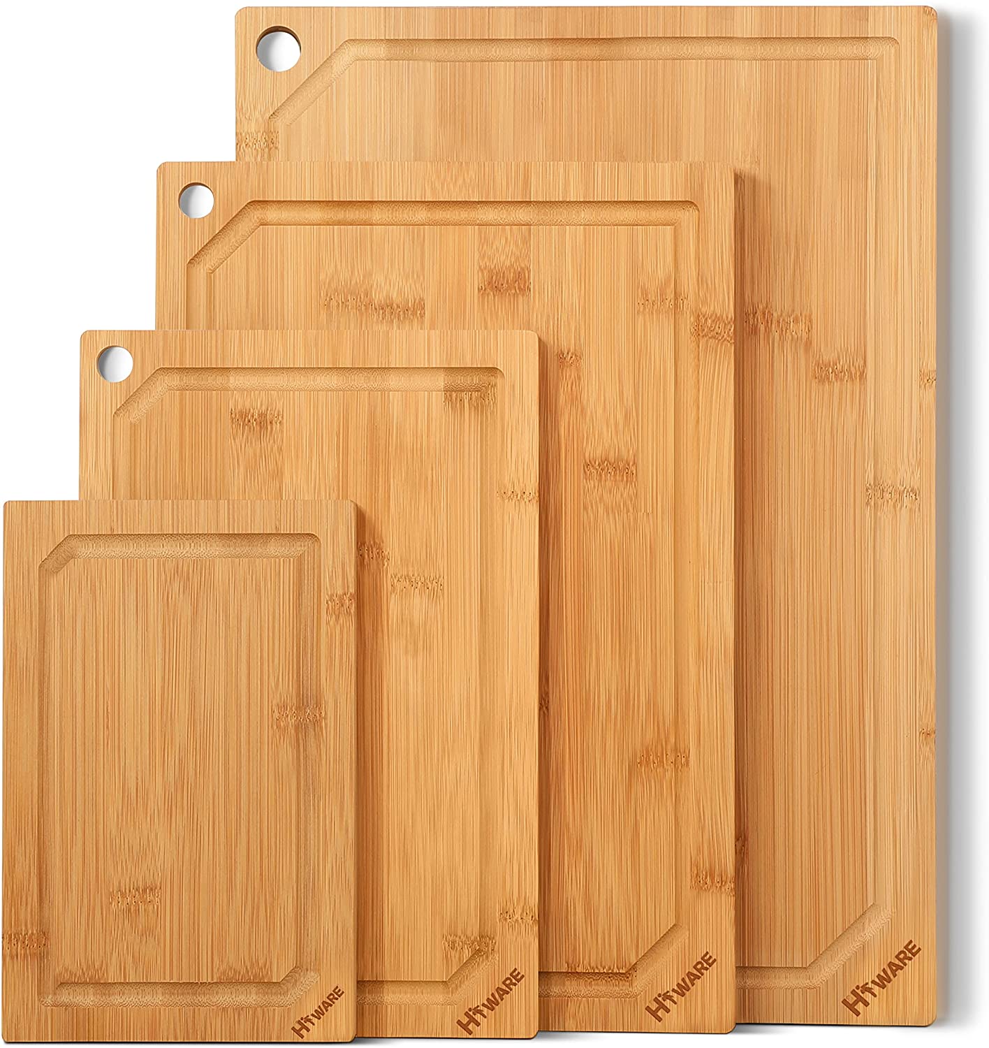 Hiware 4-Piece Bamboo Cutting Boards for Kitchen